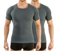 HERMKO 16800 2er Pack Herren Business Kurzarm Unterhemd angenehm weich Dank Modal, Größe:D 4 = EU S, Farbe:Graphit