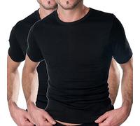 HERMKO 16800 2er Pack Herren Business Kurzarm Unterhemd angenehm weich Dank Modal, Größe:D 6 = EU L, Farbe:schwarz