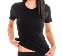 HERMKO 1800 Damen Kurzarm Shirt mit Rundhals-Ausschnitt aus 100% Bio-Baumwolle,Farbe:schwarz;Größe:52/54 (XXL)