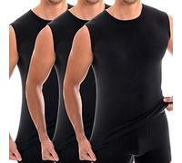 HERMKO 3040 3er Pack Herren Tank Top Unterhemd mit Rundhals-Ausschnitt aus 100% Bio-Baumwolle, Größe:D 6 = EU L, Farbe:schwarz