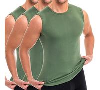 HERMKO 3040 3er Pack Herren Tank Top Unterhemd mit Rundhals-Ausschnitt aus 100% Bio-Baumwolle, Größe:D 10 = EU 4XL, Farbe:Olive