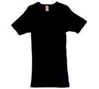 HERMKO 3842 Herren Kurzarm Shirt Doppelripp aus Bio-Baumwolle, 1/4- Arm Unterhemd, Größe:D 10 = EU 4XL, Farbe:schwarz