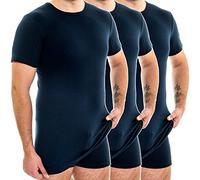 HERMKO 3847 3er Pack Herren extralanges Kurzarm Shirt (+10cm) aus 100% Bio-Baumwolle, Größe:D 5 = EU M, Farbe:Marine