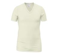 HERMKO 40488 Herren Kurzarm Shirt mit V-Ausschnitt aus Merinowolle/Tencel, Größe:D 7 = EU XL, Farbe:Natur