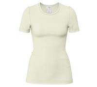 HERMKO 40800 Damen Kurzarm Unterhemd mit Rundhals-Ausschnitt aus Merinowolle/Tencel, Farbe:Natur, Größe:48/50 (XL)