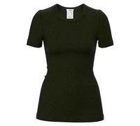 HERMKO 40800 Damen Kurzarm Unterhemd mit Rundhals-Ausschnitt aus Merinowolle/Tencel, Farbe:schwarz, Größe:44/46 (L)