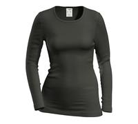 HERMKO 40830 Damen Langarm Shirt aus Merinowolle/Tencel, Farbe:schwarz, Größe:44/46 (L)