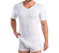 HERMKO 488710 Extralanges Herren Kurzarm Shirt +6 cm V-Neck mit Bund als Abschluss aus 100% Bio-Baumwolle,Farbe:weiß;Größe:D 5 = EU M