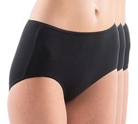 HERMKO 5011 3er Pack Damen Taillenslip aus Baumwolle/Elastan (Maxi-Slip), Farbe:schwarz, Größe:40/42 (M)
