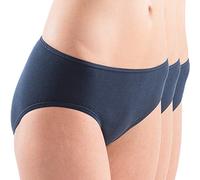 HERMKO 5031 3er Pack Damen Midi-Slip aus 95% Baumwolle + 5% Elastan, Farbe:Marine, Größe:48/50 (XL)