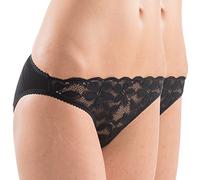 HERMKO 503288 2er Pack Damen Slip mit großer Spitze, Farbe:schwarz, Größe:36/38 (S)