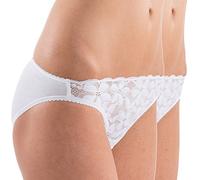 HERMKO 503288 2er Pack Damen Slip mit großer Spitze, Farbe:weiß, Größe:32/34 (XS)