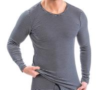 HERMKO Herren Langarm Thermo-Shirt - Warmes Unterziehhemd mit angerautem Innenmaterial für kalte Tage 3664005, Größe:D 9 = EU 3XL, Farbe:Marine Ringel