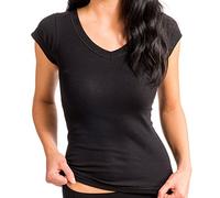 HERMKO Korsett-Hemd mit V-Ausschnitt und kurzem Arm, ohne Seitennaht - Unisex - aus 100% Bio-Baumwolle 99384920, Farbe:schwarz, Größe:L