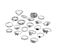 Hernin 16/21 Stück Silber Vintage Knuckle Ringe Set Verstellbare Rings Damen Vintage Punk Ringe Stapelbare Knuckle Ring Boho Chunky Fingerrings (Silberset-21stk)