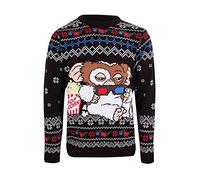 Heroes Inc. Gremlins Christmas Jumper Gizmo with Popcorn Neu Offiziell Unisex Hässliche Sweater Größe L