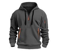 Herren 1/4 Zip Hoodie Pullover Sweatshirt Kapuzenpullover Langarm Übergangsjacke mit Kapuze Kordelzug Freizeit Kapuzenjacke mit Kängurutasche Oversize Kapuzenpulli Sweatjacke