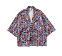 Herren 3/4 Arm Japanische Kimono Harajuku Hemd Hawaiihemden Sommer Tops Shirts