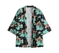 Herren 3/4 Arm Japanische Kimono Harajuku Hemd Hawaiihemden Sommer Tops Shirts
