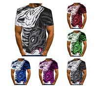 Herren 3D T-Shirt Wolf Tiger Löwe Aufdruck Tiermotiv Tshirt Cooles T-Shirt Sommer Kurzarm T Shirts Graphic Tee Sport Fitness Shirt Rundhals Top Lustige T-Shirts für Männer