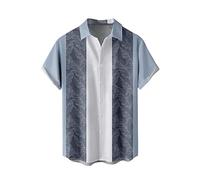 Herren 50er Jahre Herren Kleidung Rockabilly Stil Baumwolle Herren Hemden Kurzarm Fifties Bowling Casual Button-Down Shirts Hawaii-Hemden für Herren lässig Sommerärmel