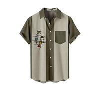 Herren 50er Jahre Herren Kleidung Rockabilly Stil Baumwolle Herren Hemden Kurzarm Fifties Bowling Casual Button-Down Shirts Hawaii-Hemden für Herren lässig Sommerärmel