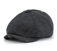 Herren 8 Panel Newsboy Cap Baumwolle Gatsby Ivy Golf Verstellbare Flache Kappen Fahrerhut, grau dunkel, Einheitsgröße