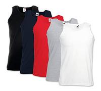 Herren-Achselshirts der Marke Fruit of the Loom, Tanktop, T-Shirt, in allen Größen und Farben erhältlich, 5 Stück Gr. S/ 89 cm- 94 cm, White Black Navy Red + Grey