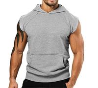 Herren ärmellose Sportweste mit Kapuze mit Reißverschluss Sport Freizeit Kapuzensweatshirt mit Reißverschluss Ärmellos Shirts Weste Muscleshirt Vest Slim Fit Tanktops Sweatshirt Achselshirt
