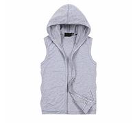 Herren ärmellose Sportweste mit Kapuze mit Reißverschluss Sport Freizeit Kapuzensweatshirt mit Reißverschluss Ärmellos Shirts Weste Muscleshirt Vest Slim Fit Tanktops Sweatshirt Achselshirt