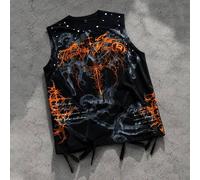 Herren Ärmelloses Weste, Streetstyle amerikanischer dunkler Engel Kind Dorn Englisch Muster Vintage Weste