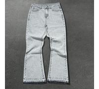 Herren amerikanische lässige Gentleman Micro-Flare Design Washed graue Jeans
