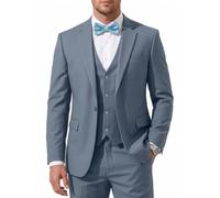 Herren Anzug 3-teilig Slim Fit Anzug mit Fliege EIN-Knopf-Blazer Weste Hosen Set für Hochzeit Business formelle Anzug für Männer, blau; grau, M
