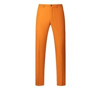 Herren-Anzughose in Übergröße, einfarbig, schmale Passform, schmale Passform, für Büro, Business, Herren, Hose, Orange, Bundweite: 79 cm