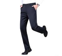 Herren Anzughose Lang Loose Fit Business Stoffhose(Navy blue XL)