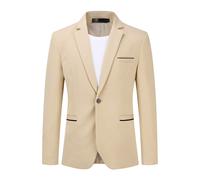 Herren Anzugjacke Slim Fit Mantel Business Alltag Blazer Beige 2XL