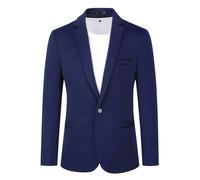 Herren Anzugjacke Slim Fit Mantel Business Alltag Blazer Dunkelblau L