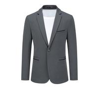 Herren Anzugjacke Slim Fit Mantel Business Alltag Blazer Grau 2XL