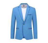 Herren Anzugjacke Slim Fit Mantel Business Alltag Blazer Himmelblau S