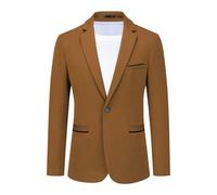 Herren Anzugjacke Slim Fit Mantel Business Alltag Blazer Kaffee 2XL