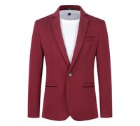 Herren Anzugjacke Slim Fit Mantel Business Alltag Blazer Rot S
