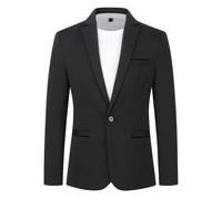 Herren Anzugjacke Slim Fit Mantel Business Alltag Blazer Schwarz L