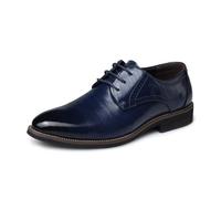 Herren Anzugschuhe Hochzeit Schuhe Klassischer Business Lederschuhe Schnürhalbschuhe Derby Oxfords,Blau,48 EU