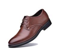 Herren Anzugschuhe Hochzeit Schuhe Klassischer Business Lederschuhe Schnürhalbschuhe Derby Oxfords,Braun,48 EU