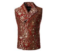 Herren Anzugweste Einstecktuch Taschentuch Jacquard Weste Viktorianischen Doppelreiher Weste Anzugweste Business Anzug Weste Formal Seidenweste Gilet Herrenbekleidung Ärmellose für Hochzeit Groomsmen
