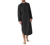 Herren Arabische Langrobe Stehkragen, Modischer Muslime Kaftan, Einfarbige Freizeit Thobe, Button-Down Langarm Henry Collar Nachthemd, Stylisches Abaya für Gebet, Reise & Freizeit, Geschenke