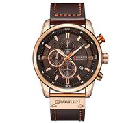 Herren-Armbanduhr, wasserabweisend, Militär-Stil, multifunktional, Quarz-Armbanduhr Goldbraun