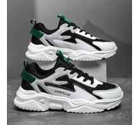 Herren atmungsaktive Mesh Lässig Outdoor Sportschuhe, Alltags Streetwear Schwarz & Weiß PU Leder Patchwork Niedrig-Top Laufschuhe, Große Größen Herbst