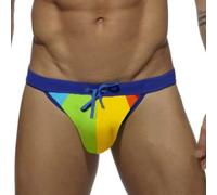 Herren Badehose Bikini Slip mit Regenbogenmuster, Atmungsaktiver Schwimmshorts Trunks für Strand Schwimmen Sauna Pool, Quick Dry Badebekleidung, Orange Blau(M Sapphire)
