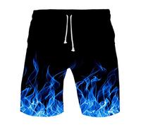 Herren Badehose Flamme 3D Print Hawaii Bermuda Surf Board Strand Badeshorts Sportshorts Sommer Shorts Schnelltrocknend Schwimmhose für Jungen Männer Kurz Hose Große Größe Boardshorts Trainingshose